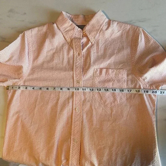 Ralph Lauren Coral Peach Gingham ButtonShort Sleeve Shirt Pants Set Size M /12 - Picture 10 of 16